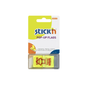 STICK'N Pop-Up Flags 45x25mm, 50sheets/pad, Neon Lemon, SIGN HERE
