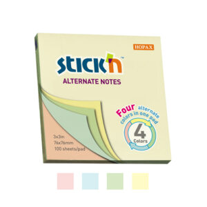 STICK'N Notes 76mm x 76mm Pastel - 100 Sheets Per Pad Alternate Notes 4 Colors Per Pad