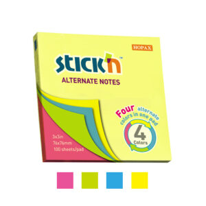 STICK'N Notes 76mm x 76mm Neon - 100 Sheets Per Pad Alternate Notes 4 Colors Per Pad