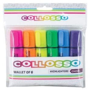 COLLOSSO   Highlighters Chisel Tip Wallet of 6