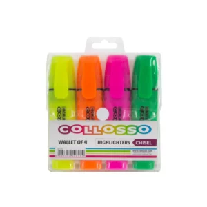 COLLOSSO Pastel Highlighters Chisel Tip Wallet of 4
